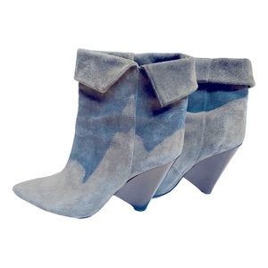 ISABEL MARANT - Luliana vert de gris - suede booties cone heels - size 38